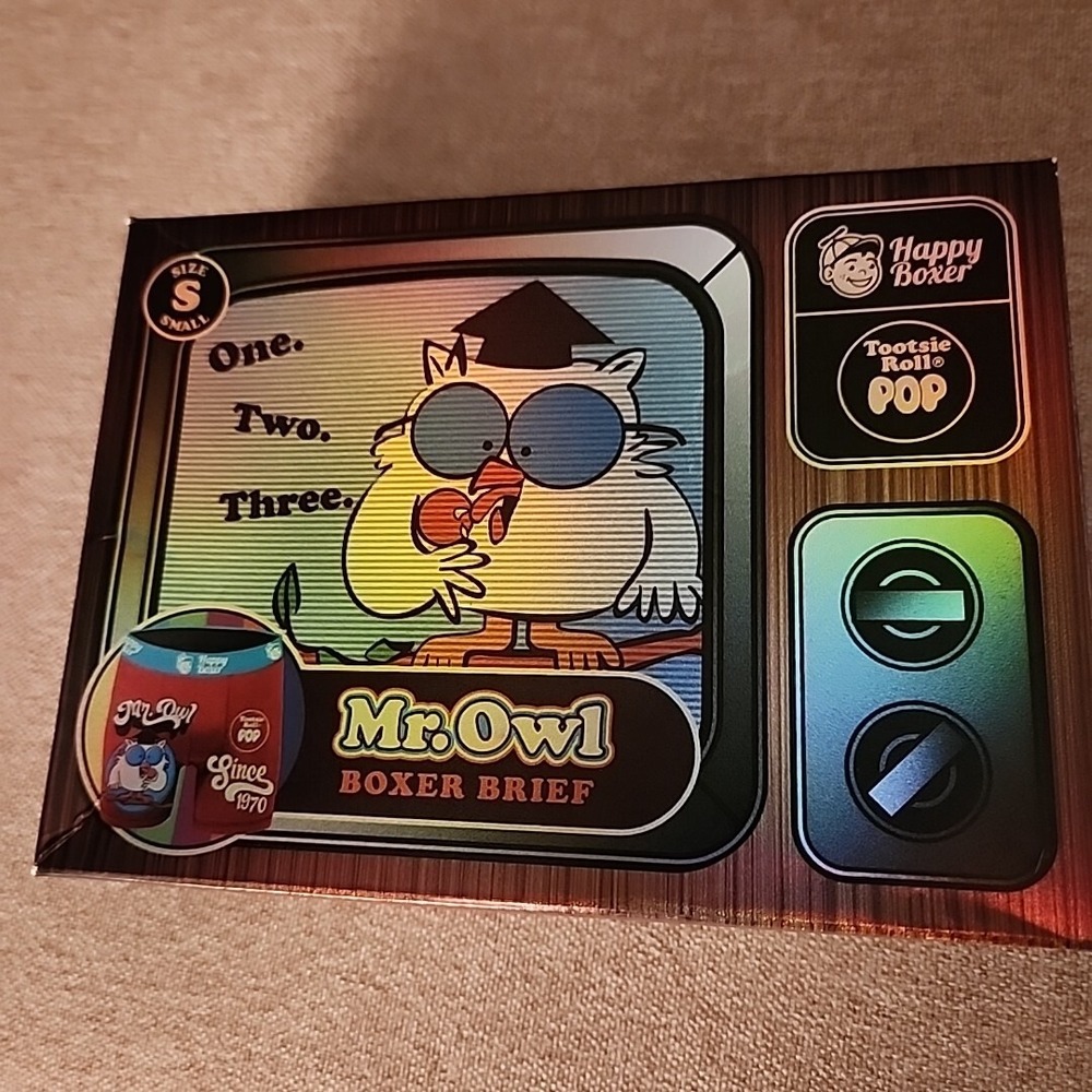 Mr. Owl Tootsie Roll Pop Happy Boxer Brief Men's Underwear Sizes Small